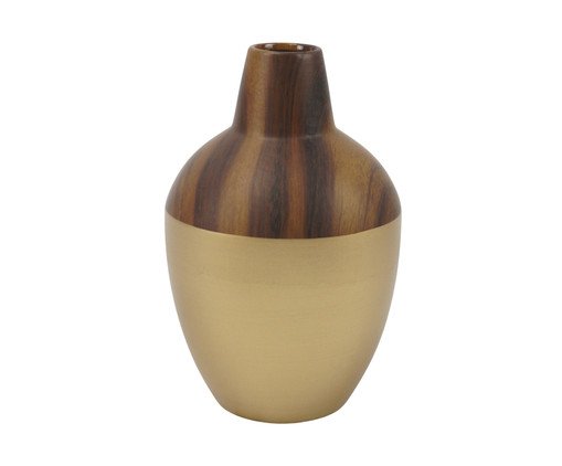 Vaso Lin Freijó com Pintura Dourada Médio, wood pattern | WestwingNow