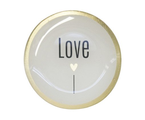 Prato Porta-Objeto Love Branco e Dourado - 13 cm, white | WestwingNow