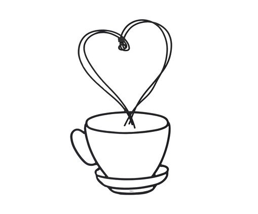 Escultura de Parede Heart Cup of Coffee Preto, black | WestwingNow