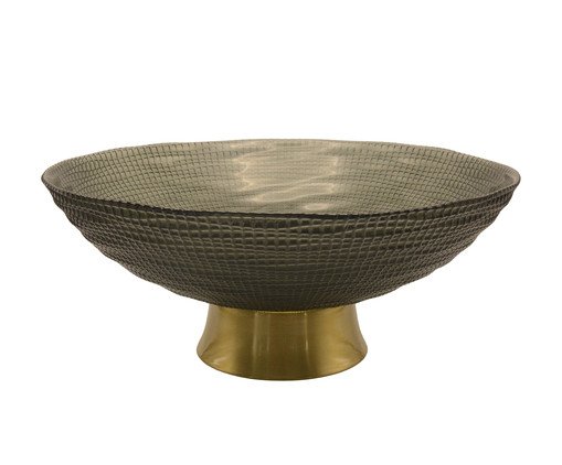 Centro de Mesa Redondo com Pé Glass Fumê, gold | WestwingNow