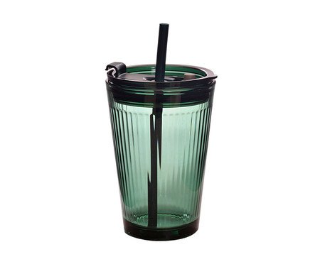 Copo com Tampa e Canudo Enjoy Verde - 450 ml | Westwing