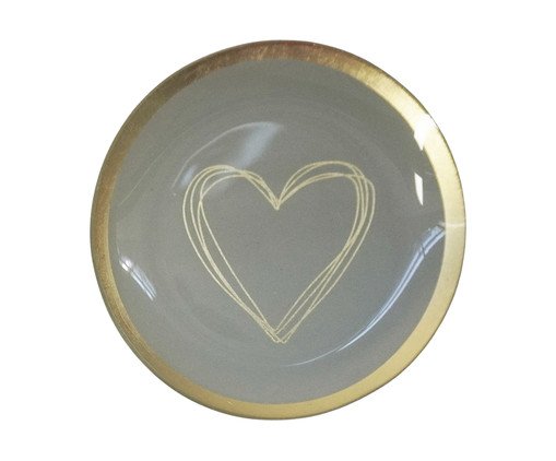 Prato Porta-Objeto Heart Branco e Dourado - 13 cm, white | WestwingNow