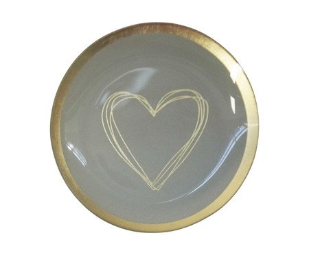 Prato Porta-Objeto Heart Branco e Dourado - 13 cm | Westwing