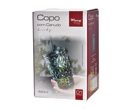 Copo com Tampa e Canudo Lucky Verde - 420 ml | Westwing