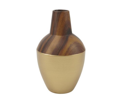 Vaso Lin Freijó com Pintura Dourada Pequeno, wood pattern | WestwingNow