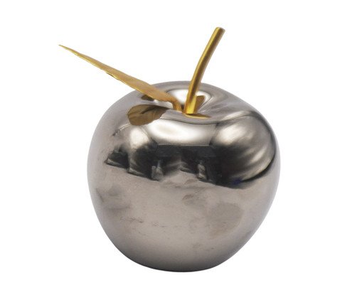 Escultura Maça com Folha Gold e Silver, grey | WestwingNow