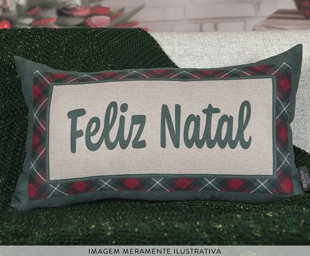 Almofada Natalina Feliz Natal Xadrez Verde | Westwing