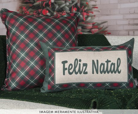 Almofada Natalina Feliz Natal Xadrez Verde | Westwing