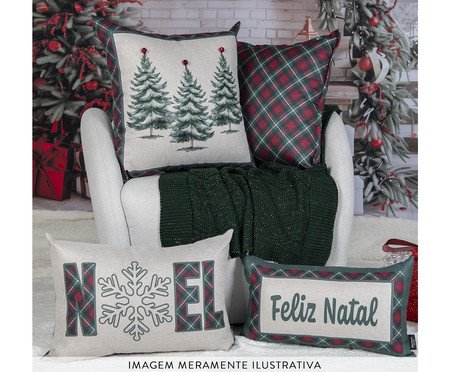 Almofada Natalina Feliz Natal Xadrez Verde | Westwing
