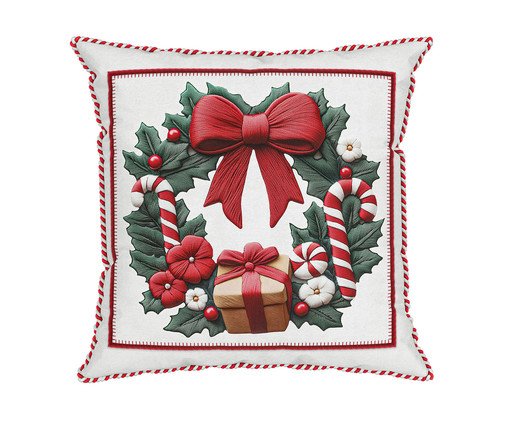 Almofada Natalina Guirlanda Branca e Vermelho, white | WestwingNow