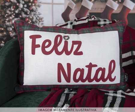 Almofada Natalina Feliz Natal Xadrez | Westwing