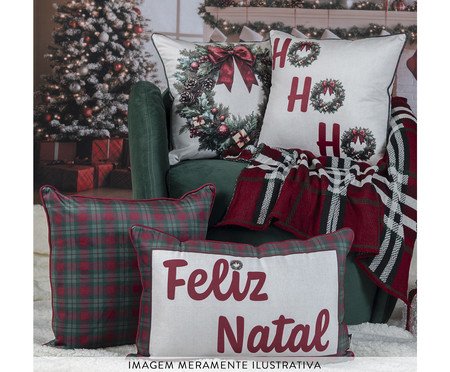Almofada Natalina Feliz Natal Xadrez | Westwing