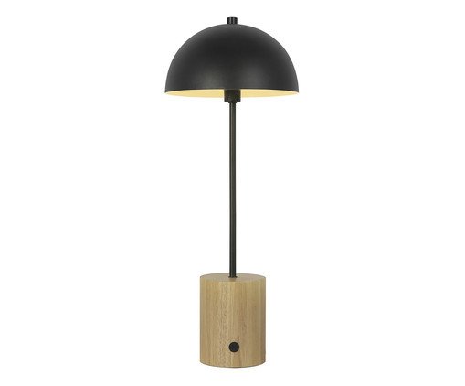 Abajur Pilz Preto e Madeira Bivolt, black | WestwingNow