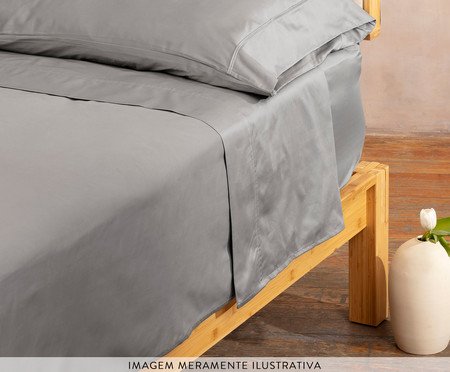 Jogo de Cama em Algodão Cinza - 400 Fios | Westwing