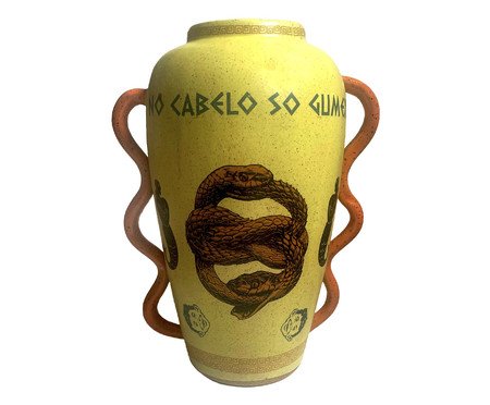Vaso Ânfora Medusa Cerâmica Amarelo | Westwing