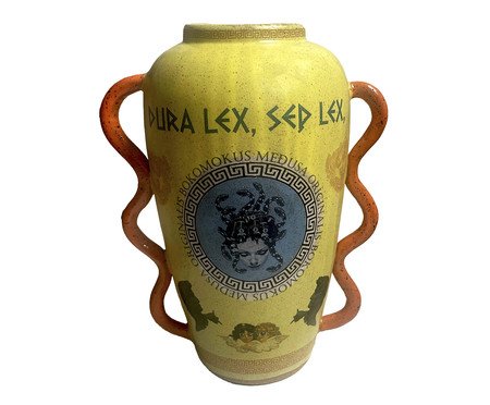 Vaso Ânfora Medusa Cerâmica Amarelo | Westwing