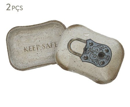 Saboneteira Cêramica Keep Safe Bege | Westwing