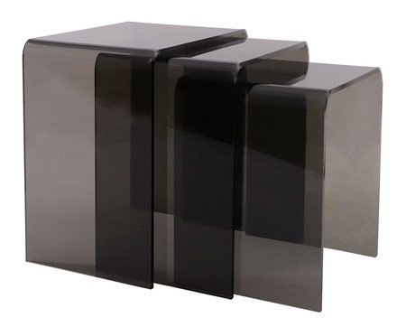 Jogo de 3 Mesas Laterais Auri Fumê | Westwing