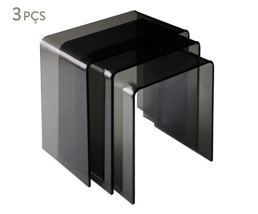 Jogo de 3 Mesas Laterais Auri Fumê, Smoke | WestwingNow