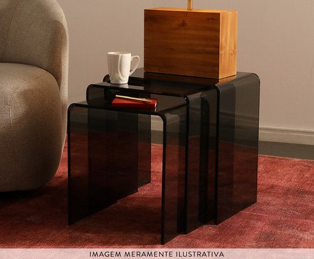 Jogo de 3 Mesas Laterais Auri Fumê | Westwing