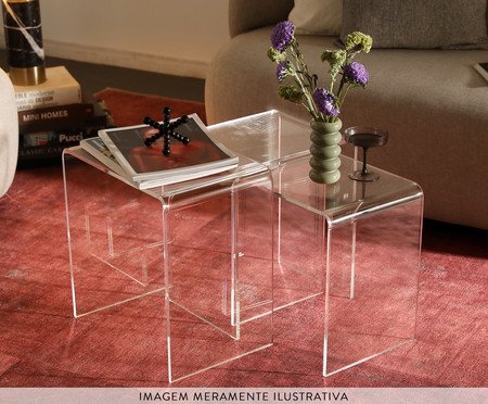 Jogo de 3 Mesas Laterais Noa Transparente | Westwing