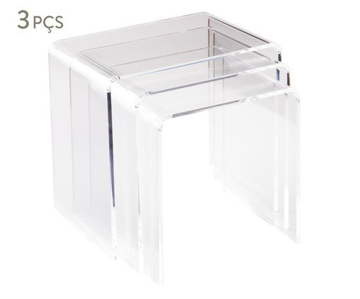 Jogo de 3 Mesas Laterais Noa Transparente, transparent | WestwingNow