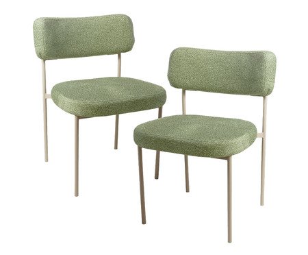 Conjunto 2 Cadeiras Slim Bouclé Chá Verde e Taupe | Westwing