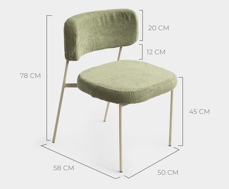 Conjunto 2 Cadeiras Slim Bouclé Chá Verde e Taupe | Westwing
