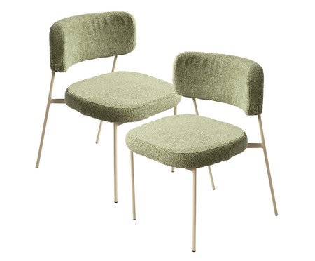 Conjunto 2 Cadeiras Slim Bouclé Chá Verde e Taupe | Westwing