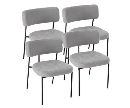 Conjunto 4 Cadeiras Slim Sarja Cinza e Preto | Westwing