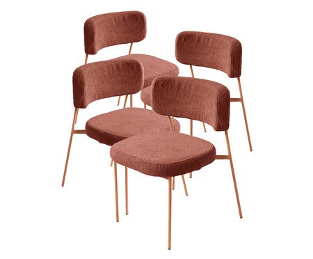 Conjunto 4 Cadeiras Slim Bouclé Terracota | Westwing