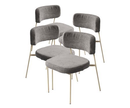 Conjunto 4 Cadeiras Slim Bouclé Cinza e Taupe | Westwing