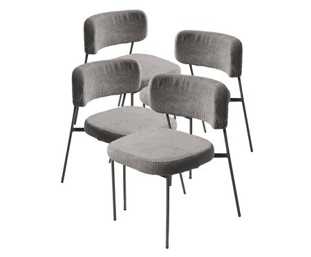 Jogo de Mesa de Jantar Orgânica Preta Slim Bouclé Cinza | Westwing
