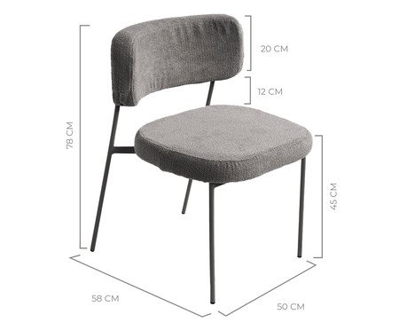 Jogo de Mesa de Jantar Orgânica Preta Slim Bouclé Cinza | Westwing