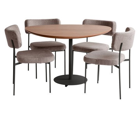 Jogo de Mesa de Jantar Orgânica Preta Slim Bouclé Cinza | Westwing