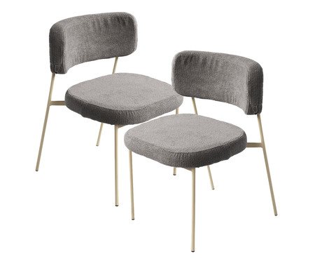 Conjunto 2 Cadeiras Slim Bouclé Cinza e Taupe | Westwing