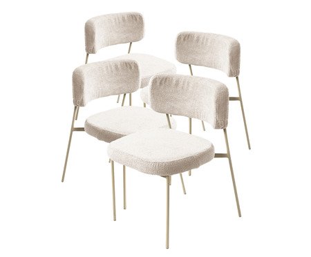 Conjunto 4 Cadeiras Slim Bouclé Off White e Taupe | Westwing
