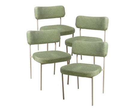 Conjunto 4 Cadeiras Slim Bouclé Chá Verde e Taupe | Westwing