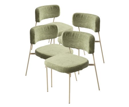Conjunto 4 Cadeiras Slim Bouclé Chá Verde e Taupe | Westwing