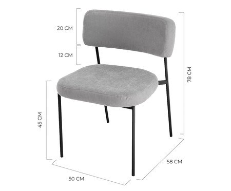 Cadeira Slim Sarja Cinza e Preto | Westwing