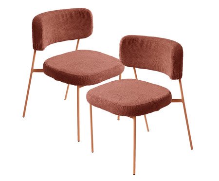 Conjunto 2 Cadeiras Slim Bouclé Terracota | Westwing