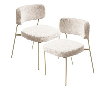 Conjunto 2 Cadeiras Slim Bouclé Off White e Taupe | Westwing