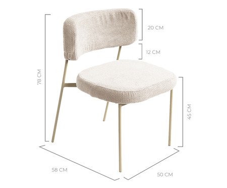 Conjunto 2 Cadeiras Slim Bouclé Off White e Taupe | Westwing