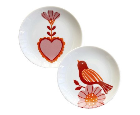 Jogo de Pratos Decorativos em Porcelana Corazón de passarim | Westwing