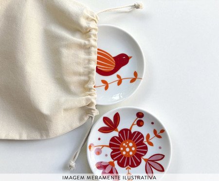 Jogo de Pratos Decorativos em Porcelana Jardim de passarim | Westwing