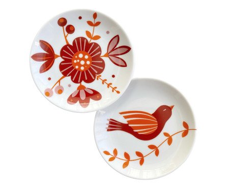 Jogo de Pratos Decorativos em Porcelana Jardim de passarim | Westwing