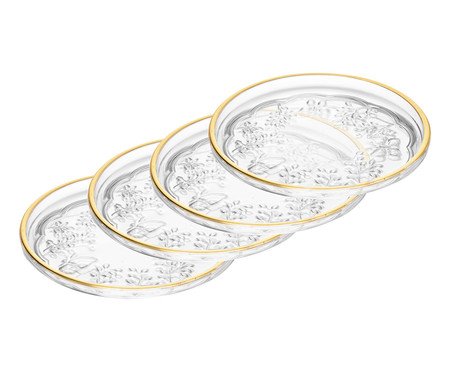 Jogo de Pratos Decorativos com Fio Dourado New Butterfly | Westwing