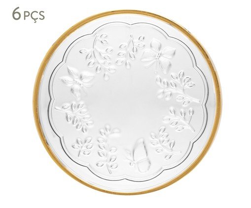 Jogo de Pratos Decorativos com Fio Dourado New Butterfly, transparent | WestwingNow