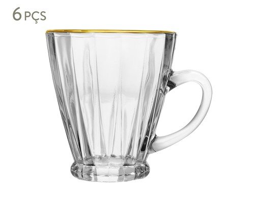 Jogo de Xícaras para Café com Fio Dourado Radial, transparent | WestwingNow