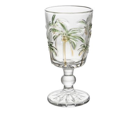 Taça para Água Tropical Palm Hand Painting Verde | Westwing